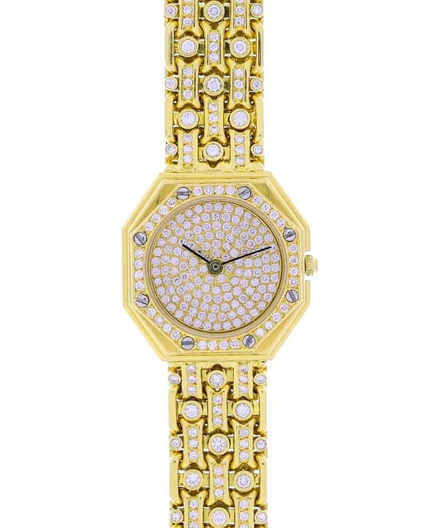 Damenuhr – Gelbgold mit Diamanten