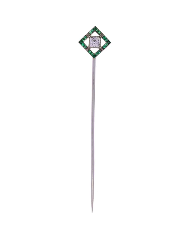 Anstecknadel – Weissgold mit Smaragden und Diamanten