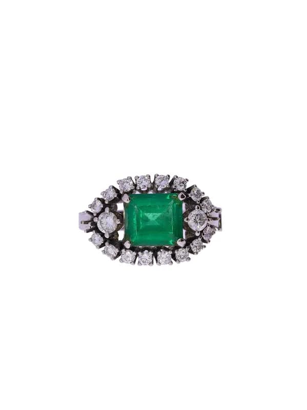 Damenring – Weissgold mit Smaragd und Diamanten