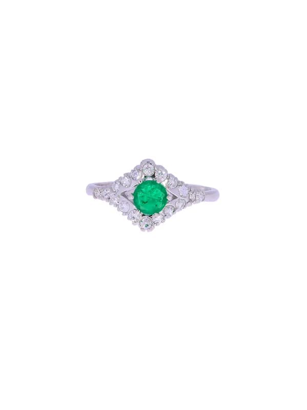 Damenring – Weissgold mit Smaragd und Diamanten