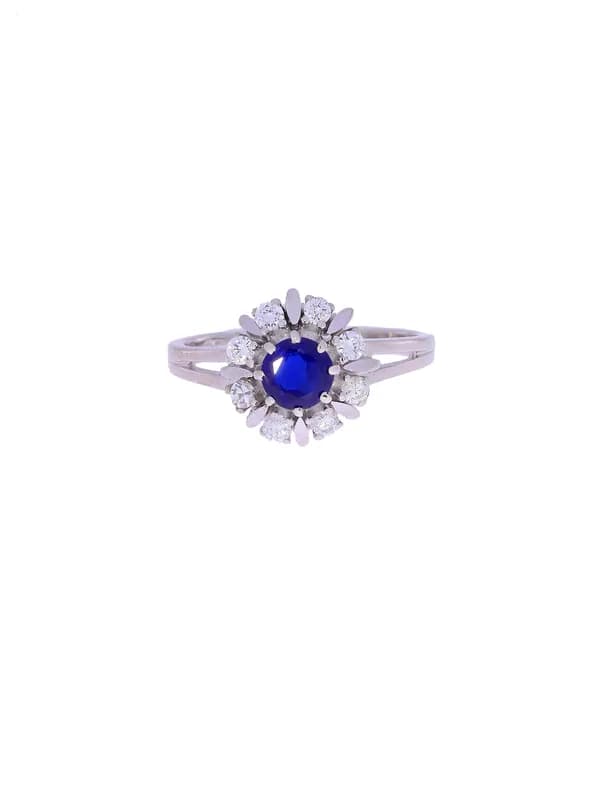 Damenring – Weissgold mit Saphir und Diamanten