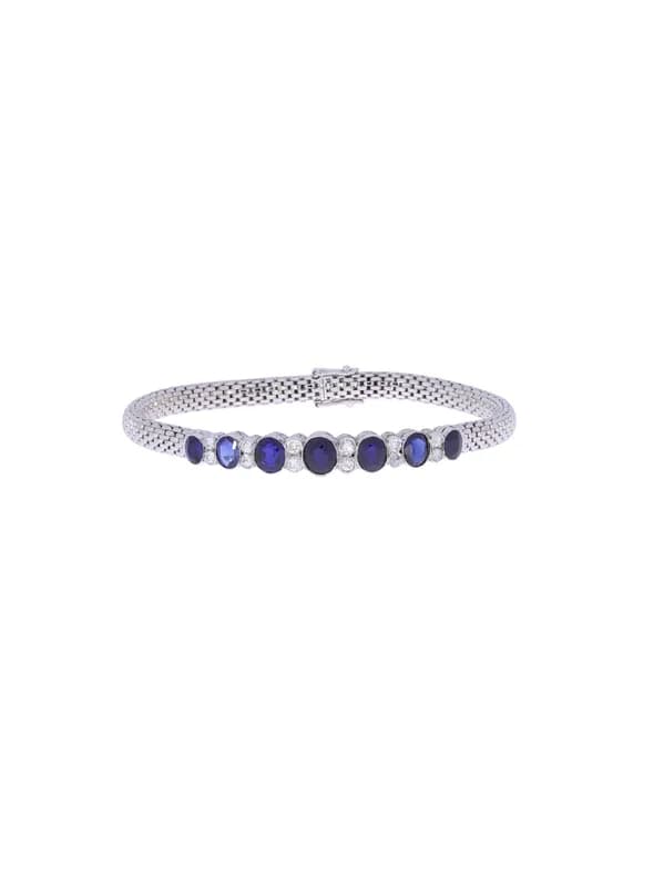 Bracelet – Weissgold mit Saphirsynthesen und Diamanten