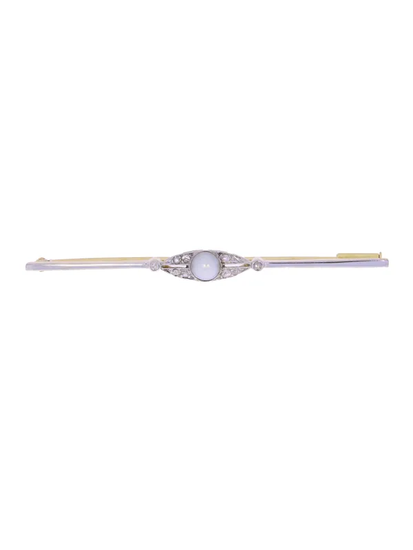 Brosche – Bicolor mit Perle und Diamanten