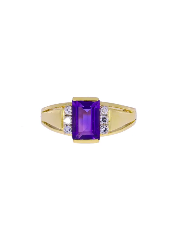 Damenring – Gelbgold mit Amethyst und Diamanten