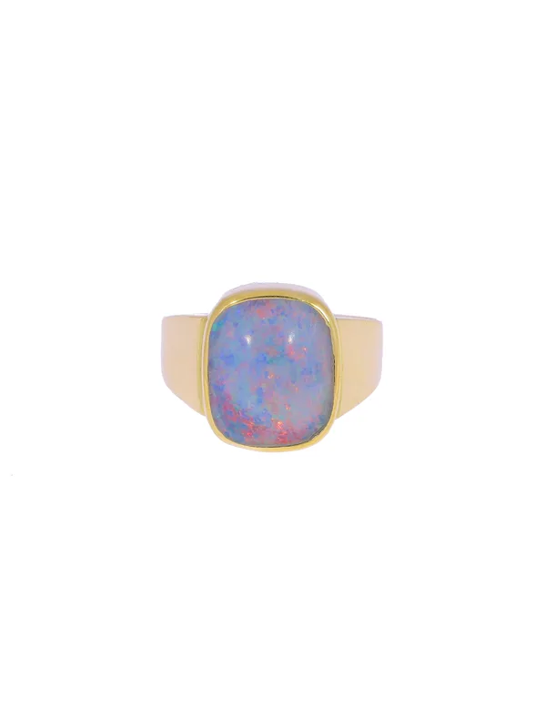 Unisex-Ring – Gelbgold mit Opal