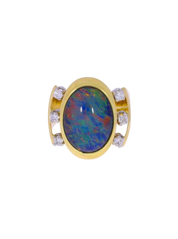 Damenring – Bicolor mit Opal und Diamanten