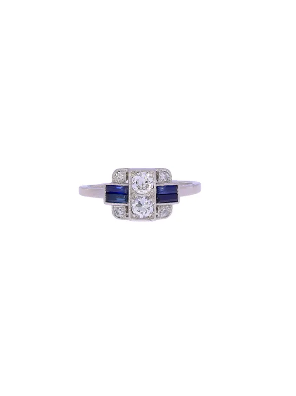 Damenring – Platin mit Saphiren und Diamanten