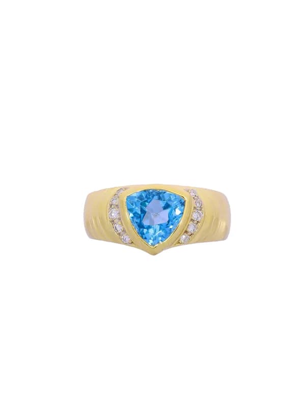 Damenring – Gelbgold mit Topas und Diamanten