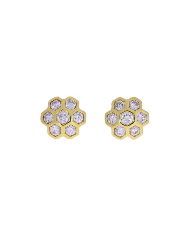 Stud earrings – KURZ yellow gold with diamonds