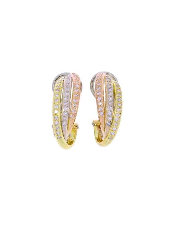 Halbcreolen – Tricolor mit Diamanten