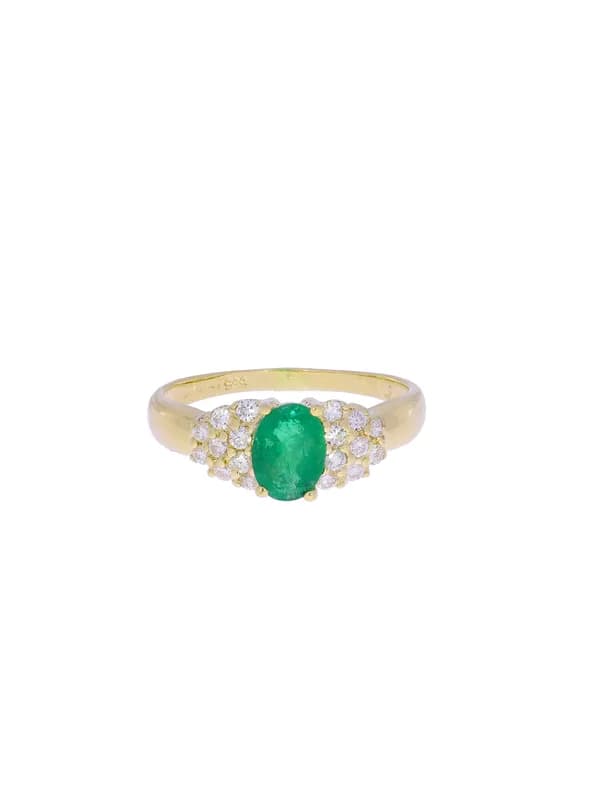 Damenring – Gelbgold mit Smaragd und Diamanten