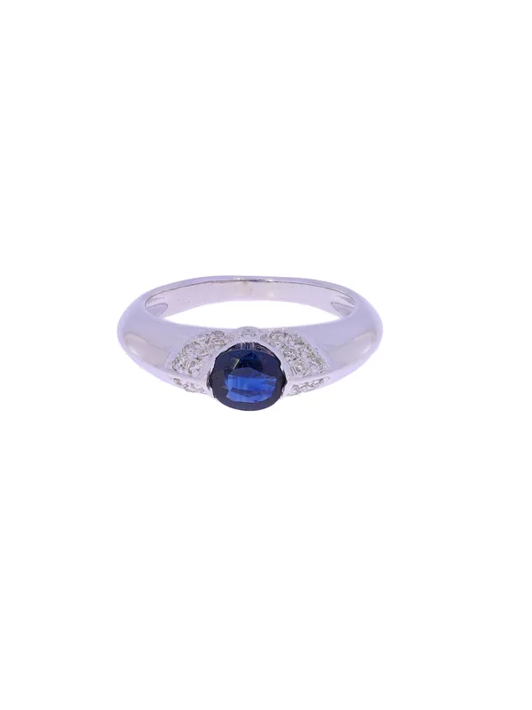 Damenring – Weissgold mit Saphir und Diamanten