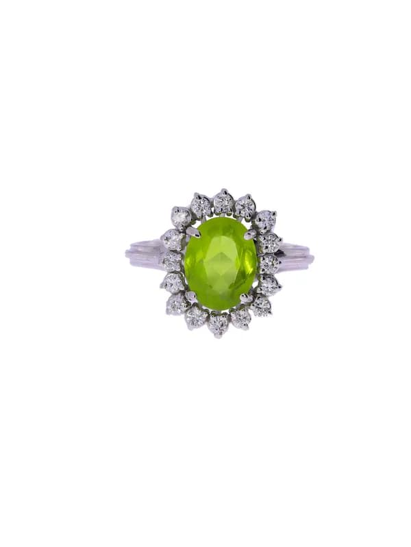 Damenring – Weissgold mit Peridot und Diamanten