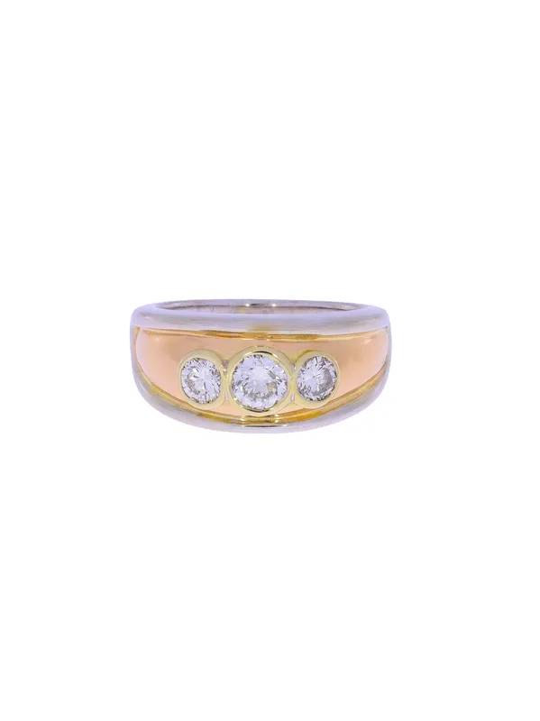 Damenring – Tricolor mit Diamanten