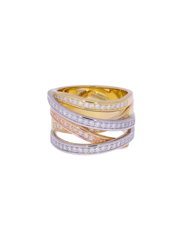 Damenring – CHRIST Tricolor mit Diamanten