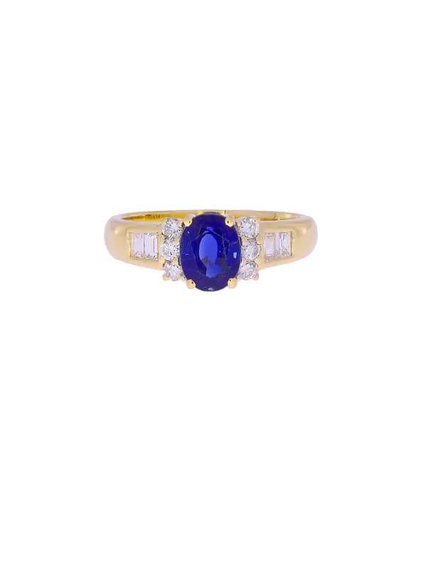 Damenring – Gelbgold mit Saphir und Diamanten