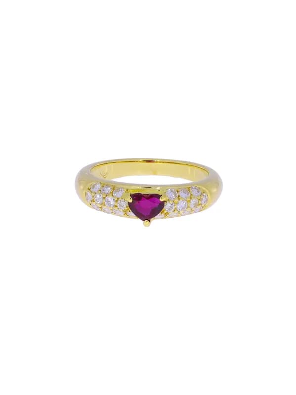 Damenring – Gelbgold mit Rubin und Diamanten