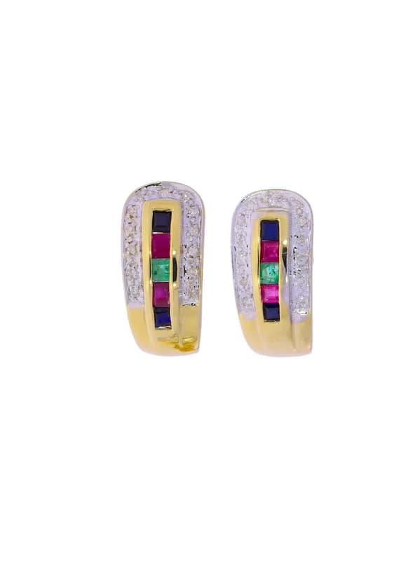 Ohrstecker – Bicolor mit Saphiren, Smaragd, Rubinen und Diamanten