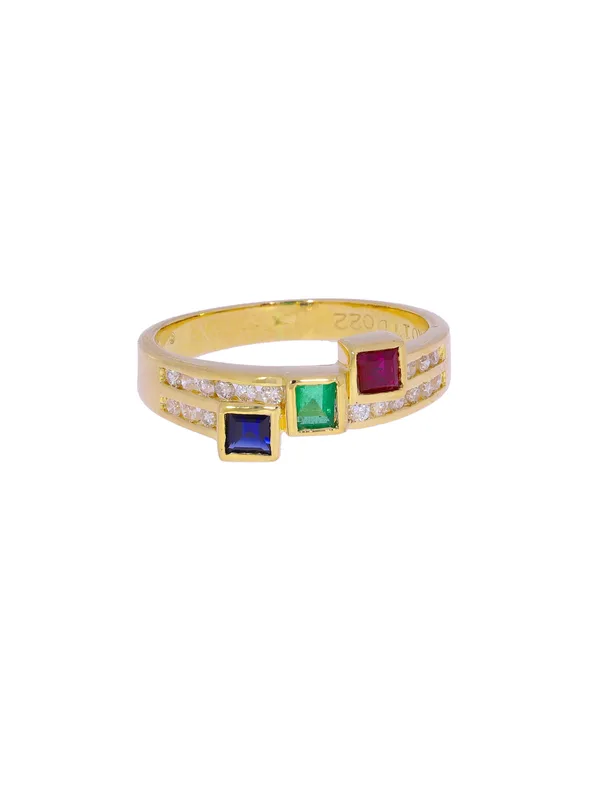 Damenring – Gelbgold mit Saphir, Smaragd, Rubin und Diamanten