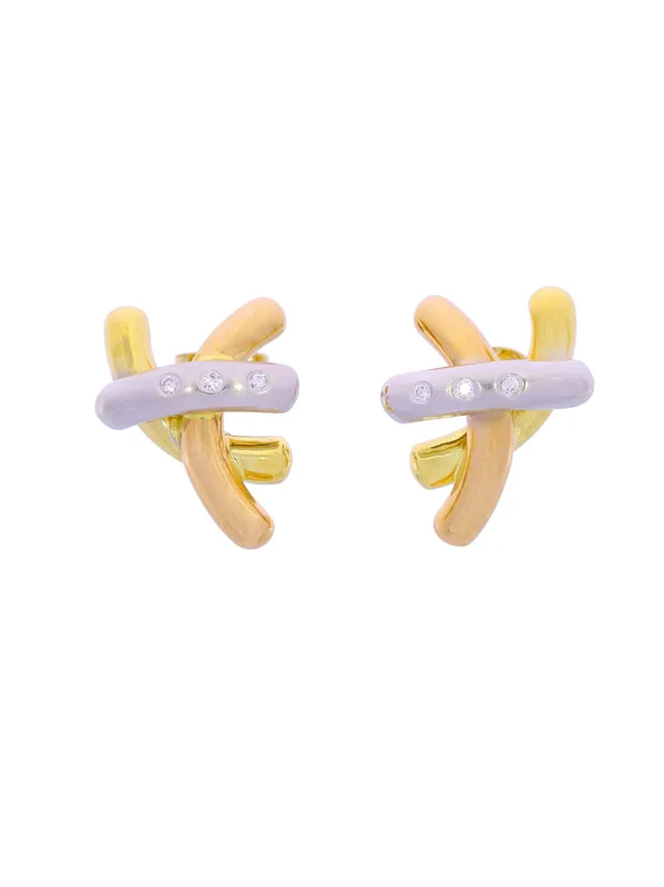 Stud earrings – KURZ three-tone with diamonds