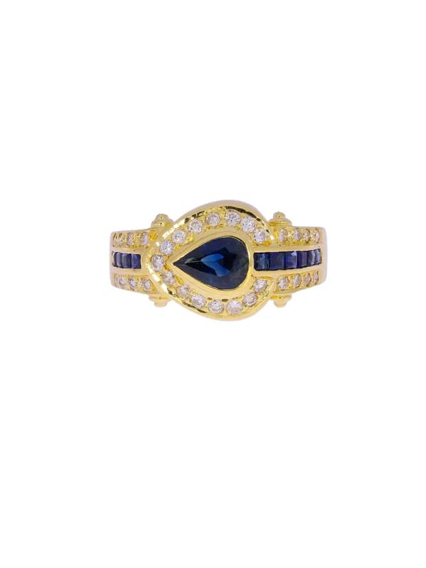 Damenring – Gelbgold mit Saphiren und Diamanten