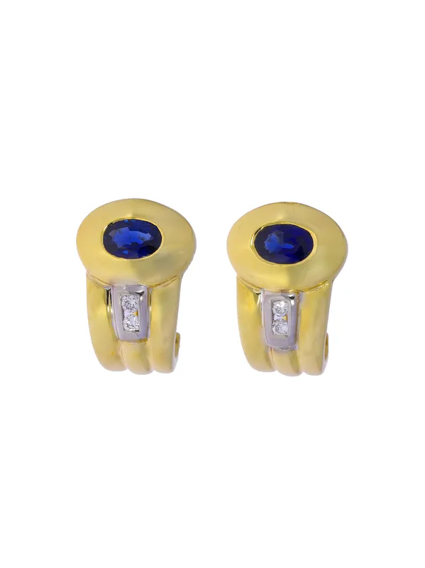 Ohrstecker – Gelbgold mit Saphir und Diamanten