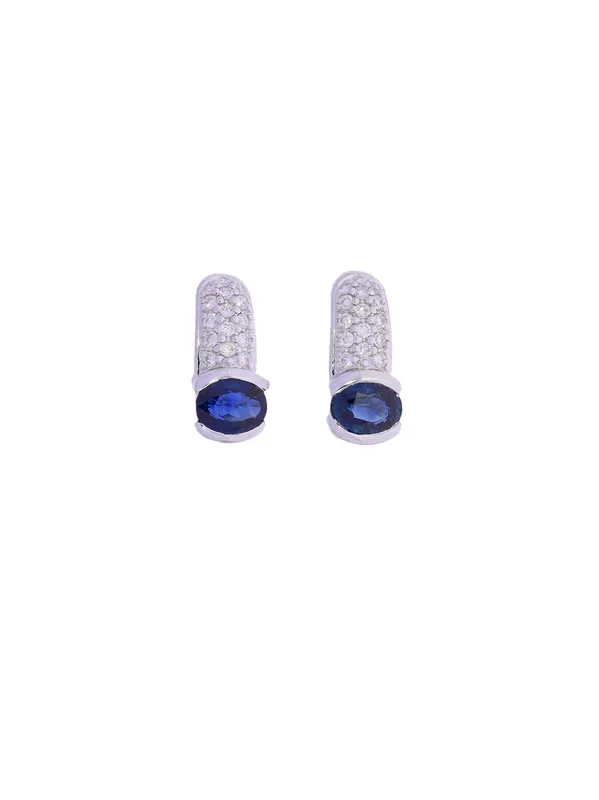 Ohrstecker – Weissgold mit Saphir und Diamanten