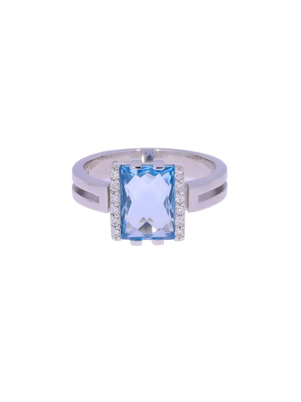 Damenring – Weissgold mit Topas und Diamanten