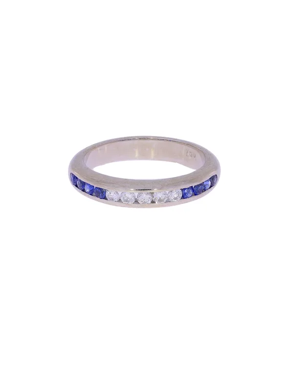 Damenring – Weissgold mit Saphiren und Diamanten