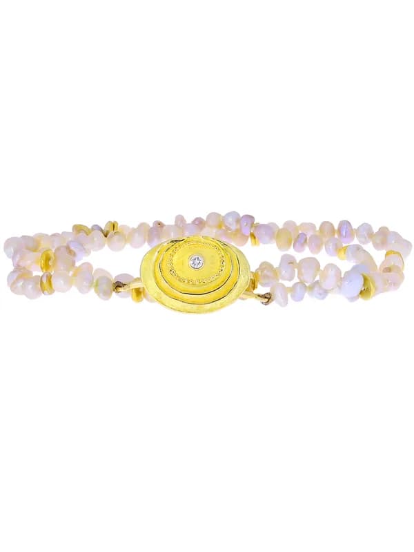 2 in 1 Collier / Bracelet – Gelbgold mit Perlen und Diamant