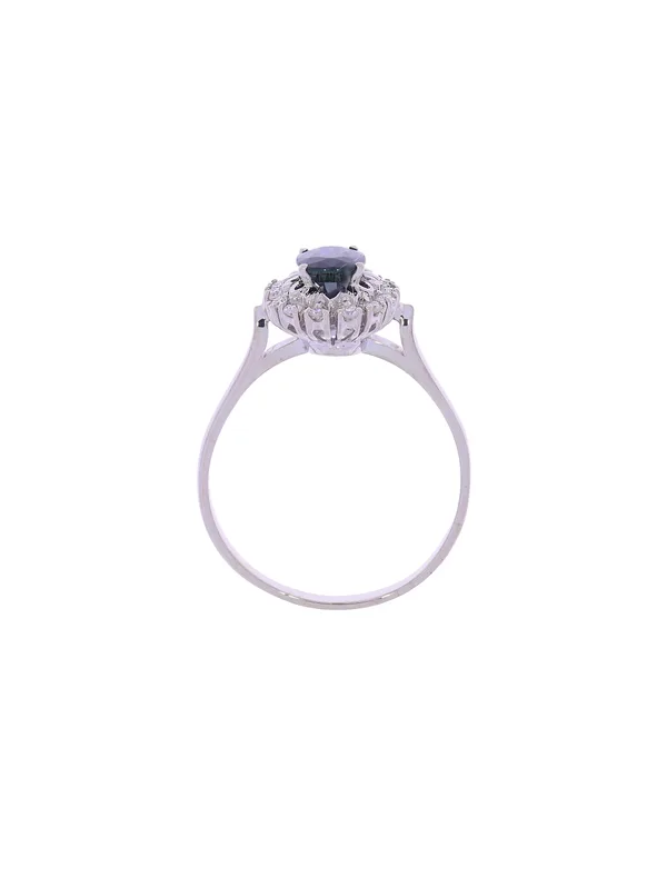 Damenring – Weissgold mit Saphir und Diamanten