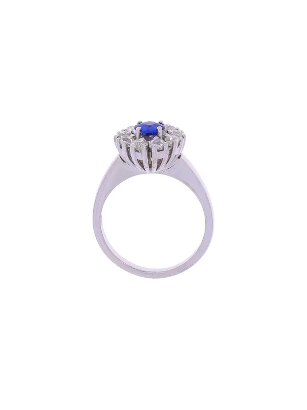 Damenring – Weissgold mit Saphir und Diamanten