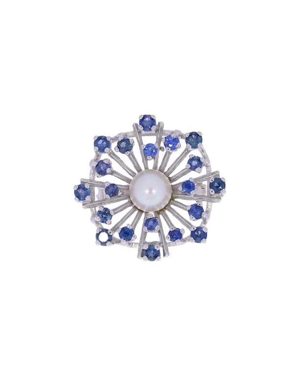 Kettenclip – Weissgold mit Perle und Saphiren