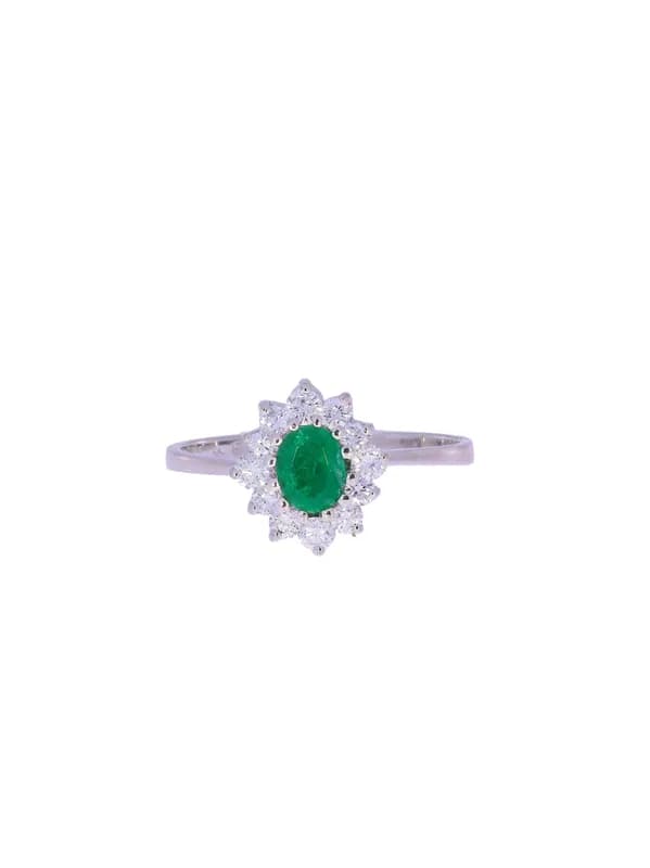 Damenring – Weissgold mit Smaragd und Diamanten