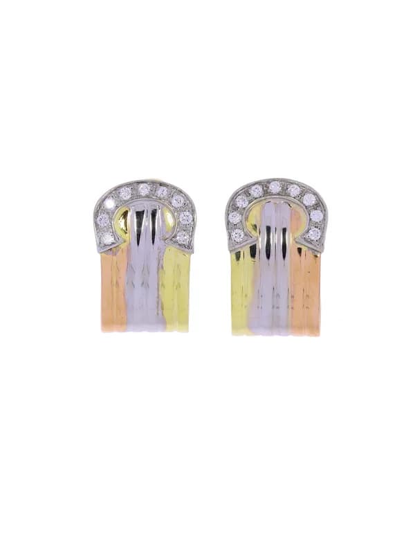 Stud earrings – KURZ three-tone with diamonds