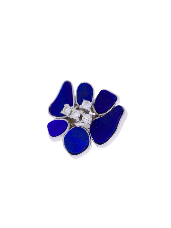 Damenring – Weissgold mit Lapislazuli und Diamanten