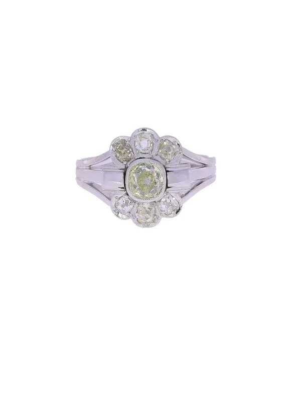 Antiker Damenring – Weissgold mit Diamanten