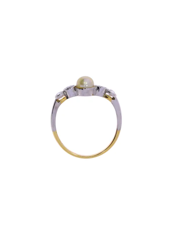 Damenring – Bicolor mit Perle und Diamanten