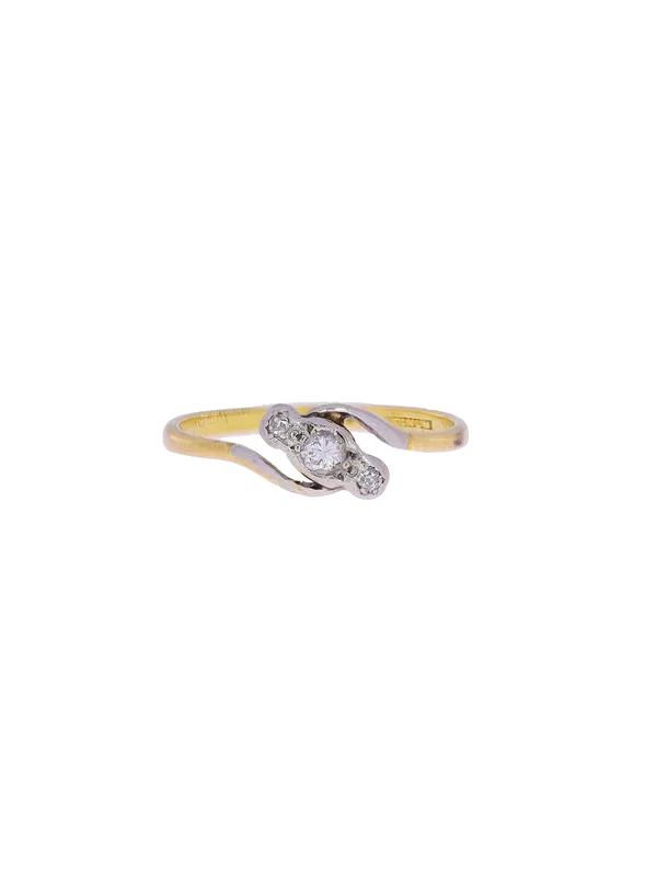 Damenring – Gelbgold und Platin mit Diamanten