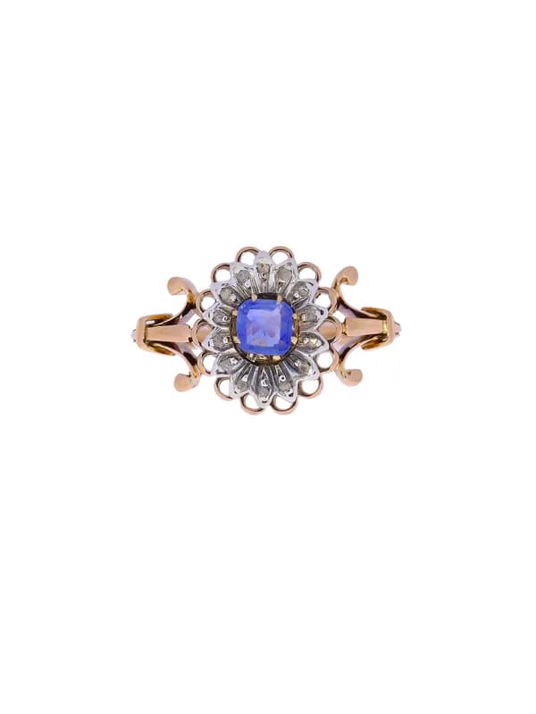 Damenring – Bicolor mit Saphir und Diamanten