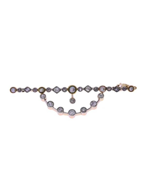 Brosche – Bicolor mit Perlen und Diamanten