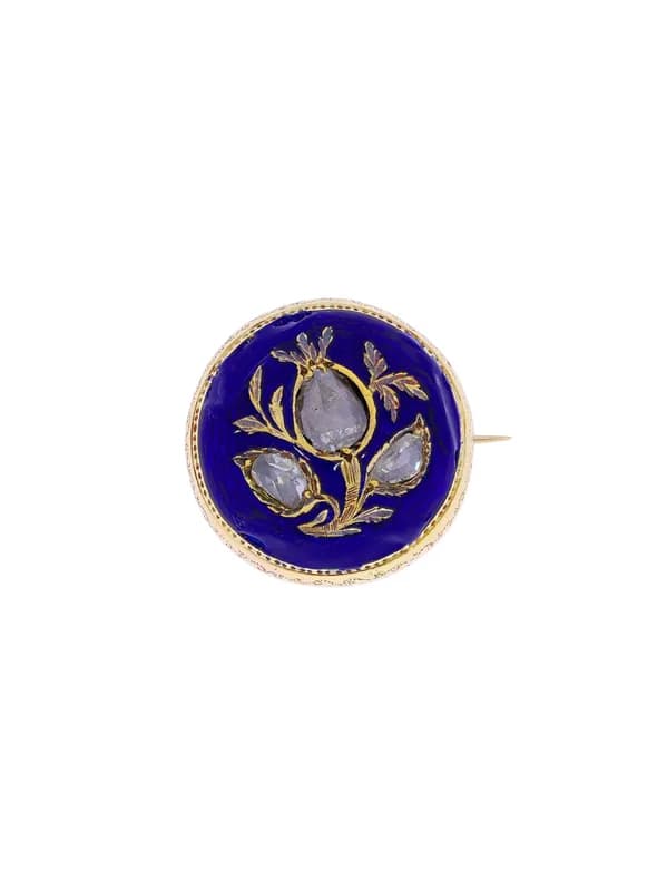 Brosche – Gelbgold mit Emaille und Diamanten
