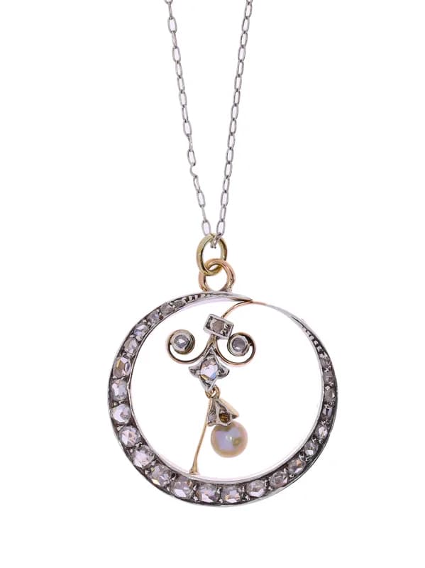 Collier – Bicolor mit Perle und Diamanten