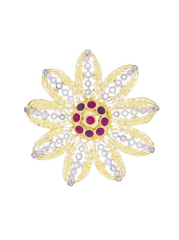 Brosche – Bicolor mit Rubinen und Diamanten