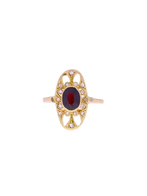 Damenring – Roségold mit Granat und Diamanten