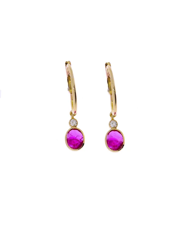 Ohrhänger – Gelbgold mit Burma Rubin und Diamant