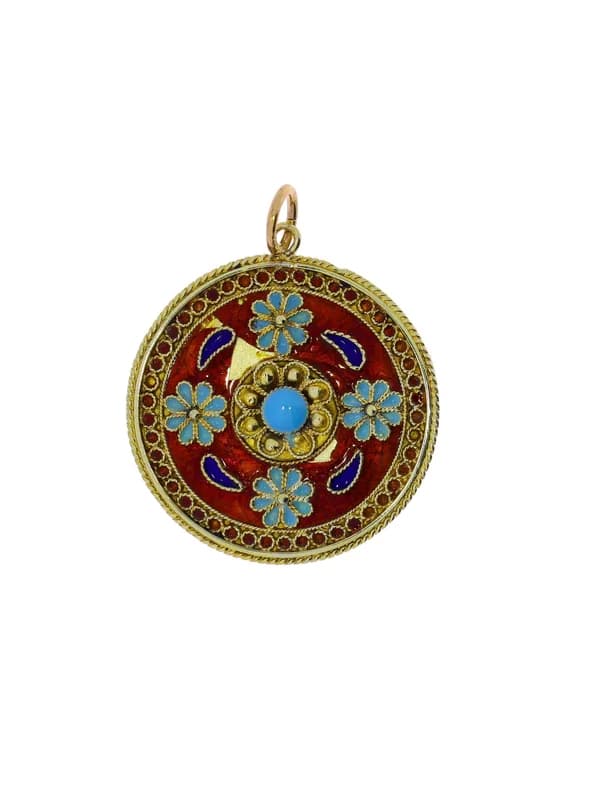 Anhänger – Gelbgold mit Cloisonné-Emaille