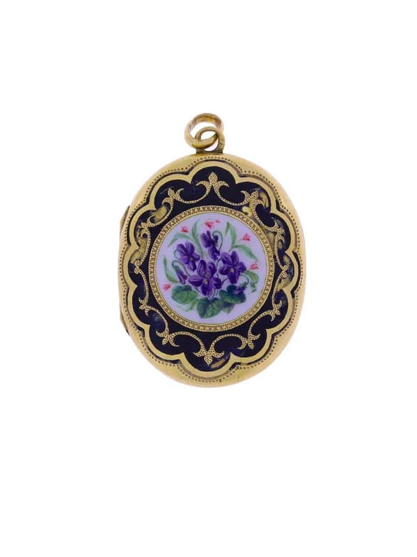 Medaillon-Anhänger – Gelbgold mit Emaille