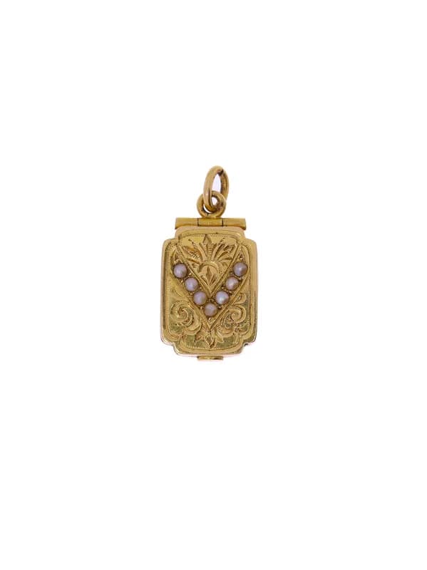 Medaillon-Anhänger – Gelbgold mit Perlen