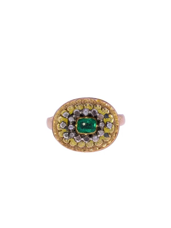 Damenring – Roségold mit Smaragd und Diamanten
